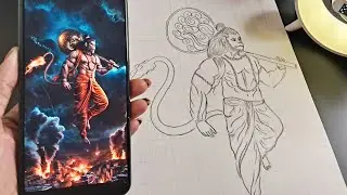 Draw with me || Hanumanji drawing with grid || Easy Hanuman drawing