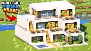 Minecraft - Tutorial Membuat Rumah Modern 3 Lantai Simple !