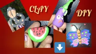 DIY with clay #clay#snake#watermelon#brinjal#butterfly