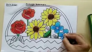 Easy drawing of flower basket