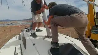 Raising The Mast of a Sovorel 33 Sailboat