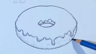 How to Draw a Donut step by step easy | Pencil drawing