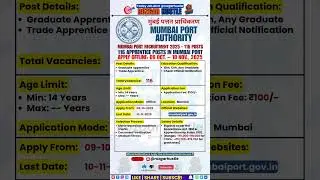 Mumbai Port Authority Apprentice Recruitment 2025 | 116 Posts | Apply Now #shorts #job #mumbaijobs