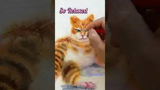 HOLD ON! 🐱✨ Relaxed Watercolor Cat &mdash; Effortless Ease in Motion #cat #watercolor #cozy #art #shorts