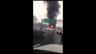 Large tractor-trailer fire, multi-vehicle crash on Route 78 captured on video