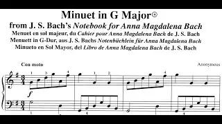 Minuet 2, from Notebook for Anna Magdalena Bach (Anonymous) Partitions, Scores, Partituras, Suzuki.