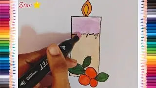 Beautiful candle🕯️drawing and colouring for kids and toddlers 