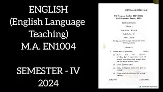 English Language Teaching MA EN1004 4th Semester 2024 Tripura University Question Paper