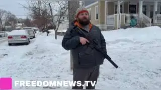 Armed community member stands guard in his neighborhood after #ice was spotted nearby on an