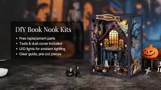 Magical Halloween Night &ndash; DIY Book Nook Kit with LED Touch Lamp (3D wooden puzzle)