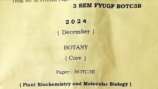 BSc 3rd semester botany core major question paper Dibrugarh University FYUGP BOTC3B 2024 plant bioch