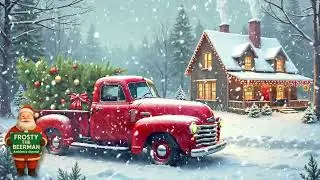 Christmas Ambience  Red Xmas Pickup Truck Snow Storm Ambience 18