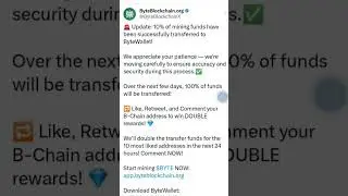 Byte updates Ubu bamaze kohereza 10% yamafaranga muma wallet muminsi irimbere bazohereza 100%