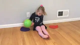 Gross motor activities preschooler pediatric physical therapy telehealth (core strengthening ball)