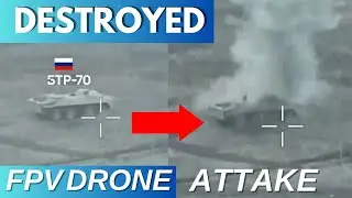 Near Bakhmut. The destruction of the Russian APC - a direct hit by the Ukrainian FPV kamikaze drone