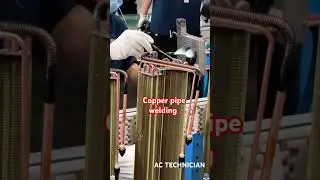 Condenser part welding copper pipe|| ac technician #trandingshortsvedio