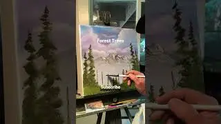 Oil Painting a forest of evergreen trees #coolart #paintwithrick #oilpainting #forest #nature #art