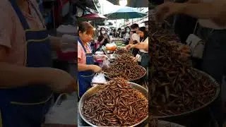 Fried Grasshoppers Stall &ndash; Wide Market View #fried #fry #grasshopper #streetfood