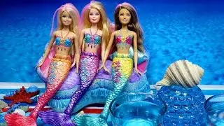 MERMAIDS Barbie Dolls Color Changing Hair water play toys