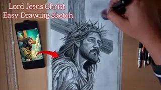 Lord Jesus Christ Sketch Drawing ❤️ Jesus Christ With Cross Drawing||Step By Step Pencil Sketch ✍️