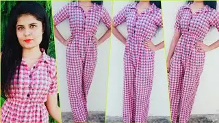 Jumpsuit cutting & Stitching | How to make jumpsuit in Hindi | Jumpsuit tutorial | Collar Jumpsuit