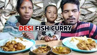 small pothi fish curry , besan vegetaval with rice eating this lunch | jh eating show