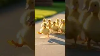Duckling Parade Chaos on the Sidewalk 🦆💛