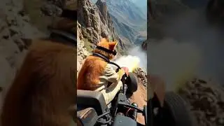Cliffside Adventure: Cat in a Go-Kart on a Mountain Trail 🐱🚗🌄 #bikercat#shorts