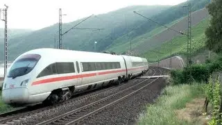 Z&uuml;ge n&ouml;rdlich von Boppard, ICE-T BR411, CB Rail E186, Railpool BR185, 2x BR101, 152, 2x BR460
