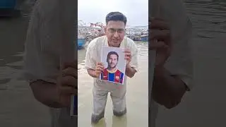 Messi getting digital snan (virtual dip) in holy waters at Sangam Prayagraj.