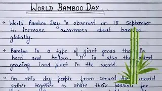 World Bamboo Day | Write an essay on World Bamboo Day | Speech on World Bamboo Day