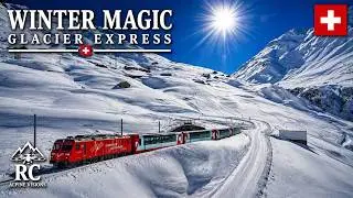 Pure Winter - Glacier Express Crossing the Oberalp Pass - Drone 4k
