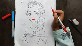 Elsa Drawing colouring for kids🖌️🎨|| Simple Colouring ideas|| Artist krishnavi 