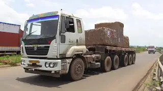 Big Stone Carrier Trolley Truck Running On The Road | Truck Videos | Lorry Videos | Trucks On Road