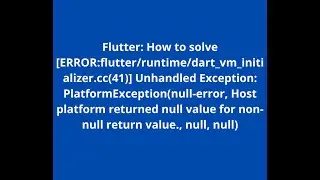 Flutter : [ERROR:flutter/runtime/dart_vm_initializer.cc(41)] Unhandled Exception: PlatformException