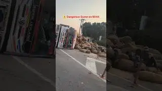 ⚠️ Major road accident on Samalkha-Panipat Highway | Truck overturns on NH44 #accident #truck #dr...