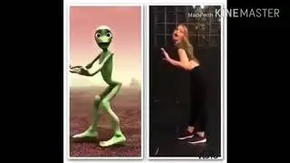 Robot Dance Green Alien Dancing with a girl 2018