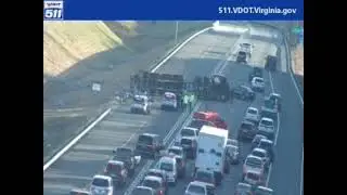 Pickup Truck Driver Cuts In Front Of Tractor Trailer, Causing Them To Panic & Flip In Chesapeake, VA