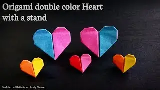 (Tutorial) Origami double color Heart with a stand || Valentine day special origami Heart