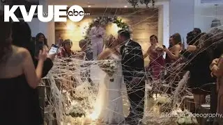 Bride's wedding dress catches fire during ceremony