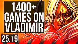 VLADIMIR vs NASUS (TOP) | 1400+ games, Godlike | KR Master | 25.19