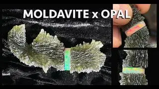 Rare Czech Moldavite with Opal stripe 💫✨☄️💚                           #moldavite