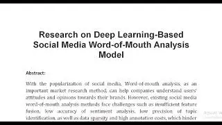 Research on Deep Learning Based Social Media Word of Mouth Analysis Model