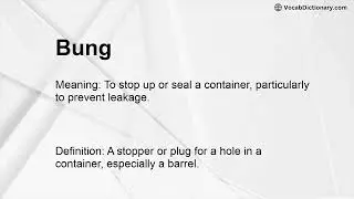 Bung Meaning
