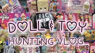 DOLL & TOY HUNTING VLOG | thrifting dolls + halloween decor, Shopkins snack time, Care Bears My Life