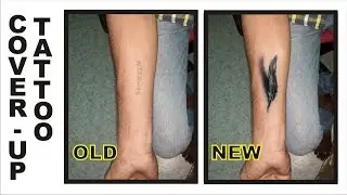 How to cover-up old name tattoo With Feather