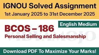 IGNOU BCOS 186 Solved Assignment 2024-25 English Medium PDF Download | BCOS 186 2025 | IGNOU B.ComG