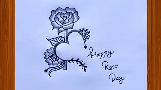 World rose day drawing / Happy Rose Day Drawing / Rose drawing with pencil sketch