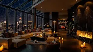 Cozy Apartment Ambience in NYC 🌃 Relaxing Jazz Saxophone Music & Snowfall for Studying, Sleeping