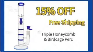 12 Inch Straight Tube Water Pipe With Triple Honeycomb Perc Review From ShareBongs